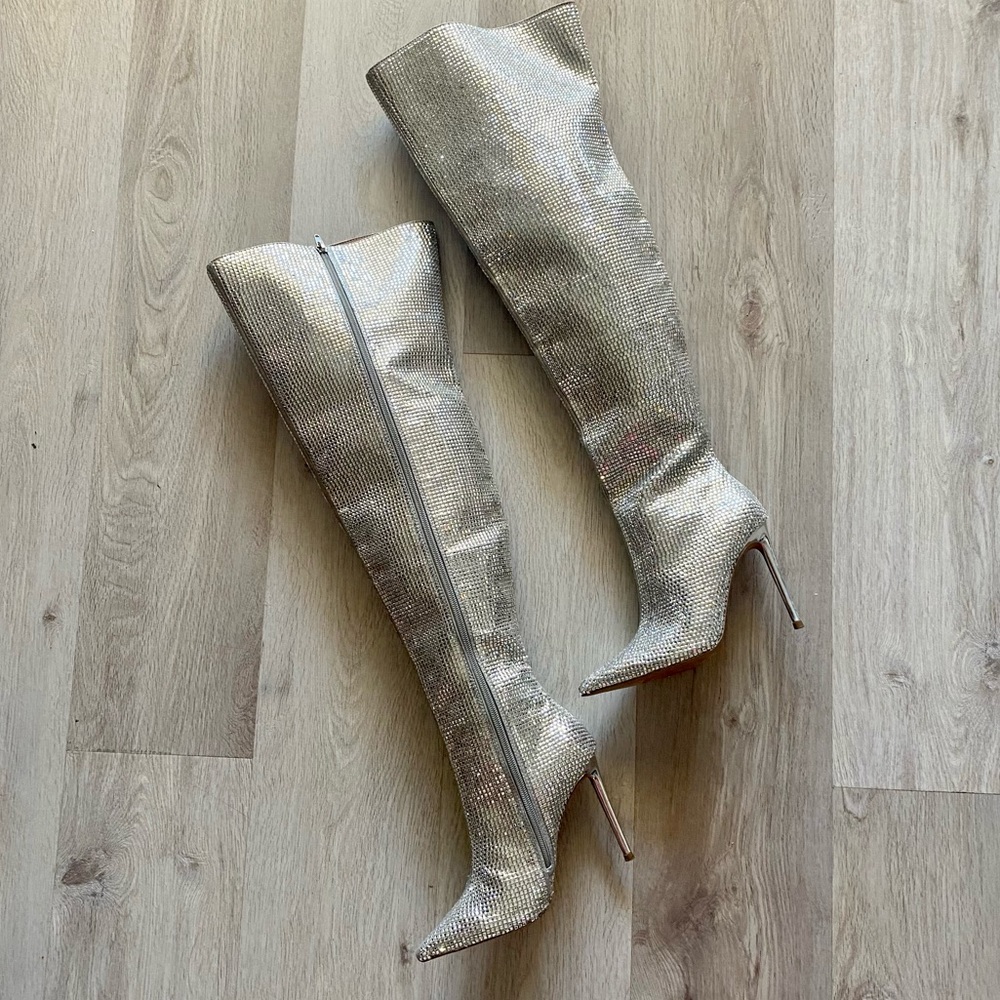 Skyscraper Steve Madden Crystal thigh high boot